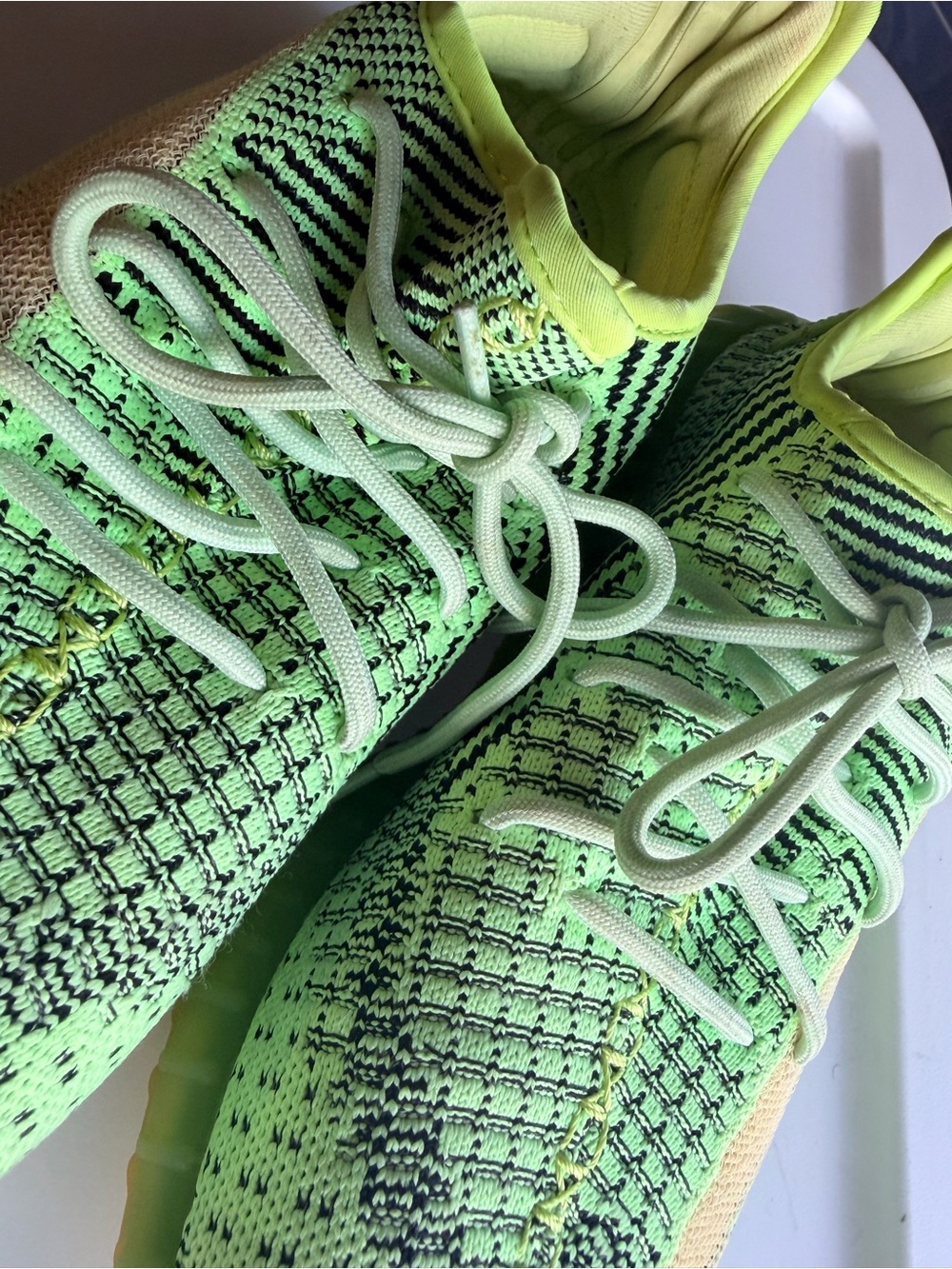 adidas Neon Green Knit Lace-Up Sneakers